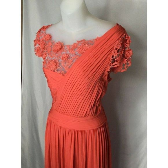 Coast (British) Full Length Prom Indian Wedding Gown Bright Orange US8 Lace top - Picture 6 of 10